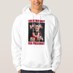 Sock Monkey for President white Hoodie