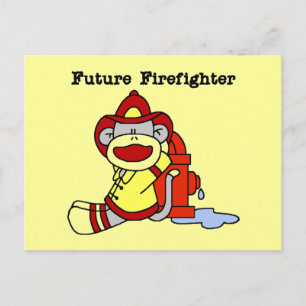 Sock Monkey Future Firefighter Tshirts and Gifts Postcard