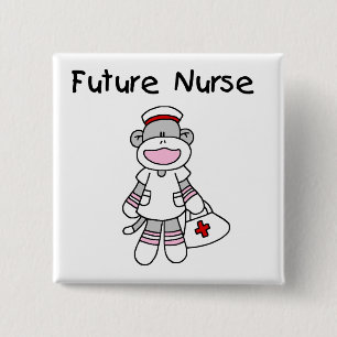 Sock Monkey Future Nurse T-shirts and Gifts 15 Cm Square Badge