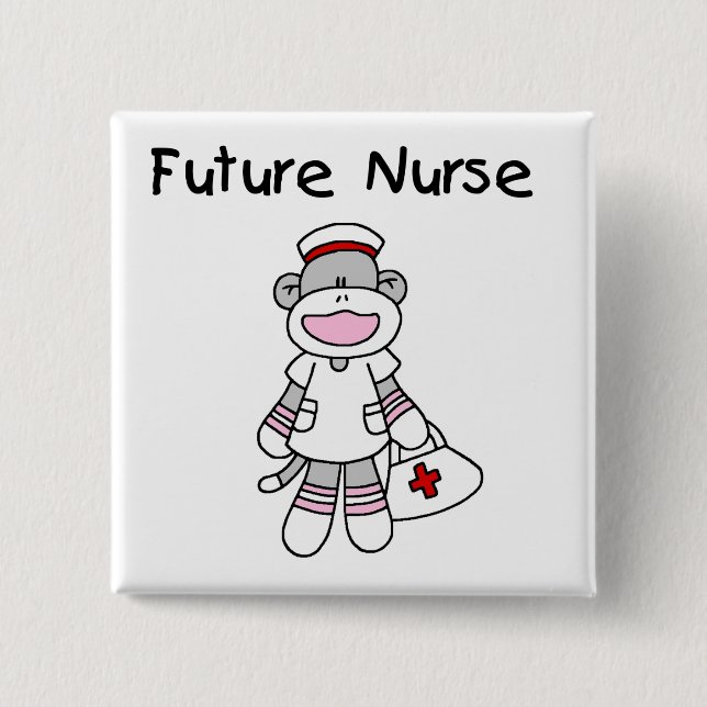 Sock  Monkey Future Nurse T-shirts and Gifts 15 Cm Square Badge (Front)