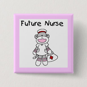 Sock Monkey Future Nurse T-shirts and Gifts 15 Cm Square Badge