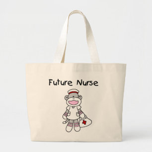Sock Monkey Future Nurse T-shirts and Gifts Large Tote Bag