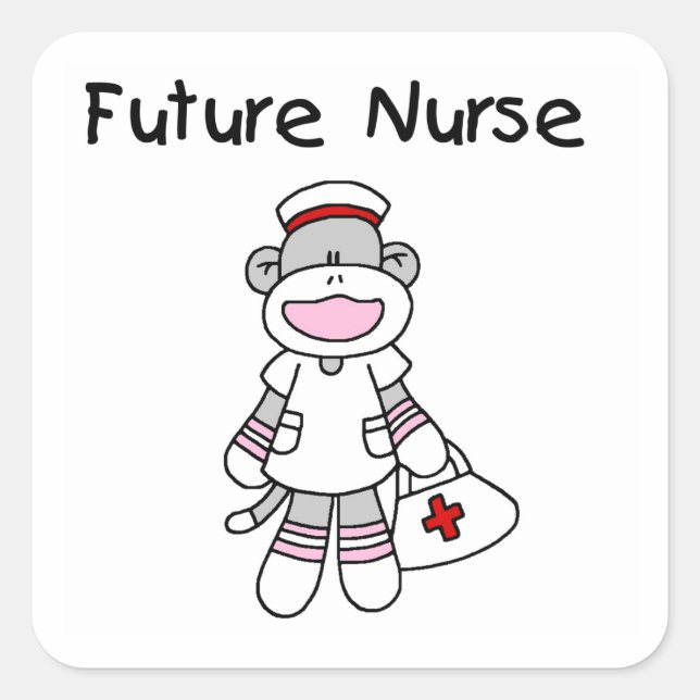 Sock  Monkey Future Nurse T-shirts and Gifts Square Sticker (Front)
