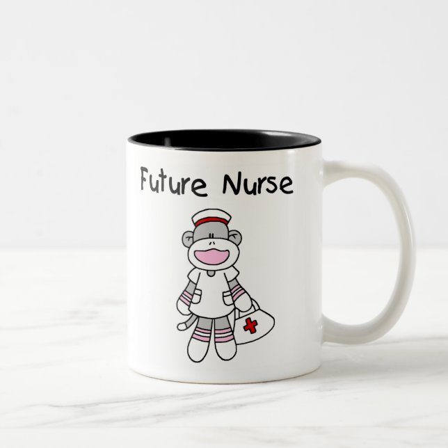 SOCK MONKEY FUTURE NURSE Two-Tone COFFEE MUG (Right)
