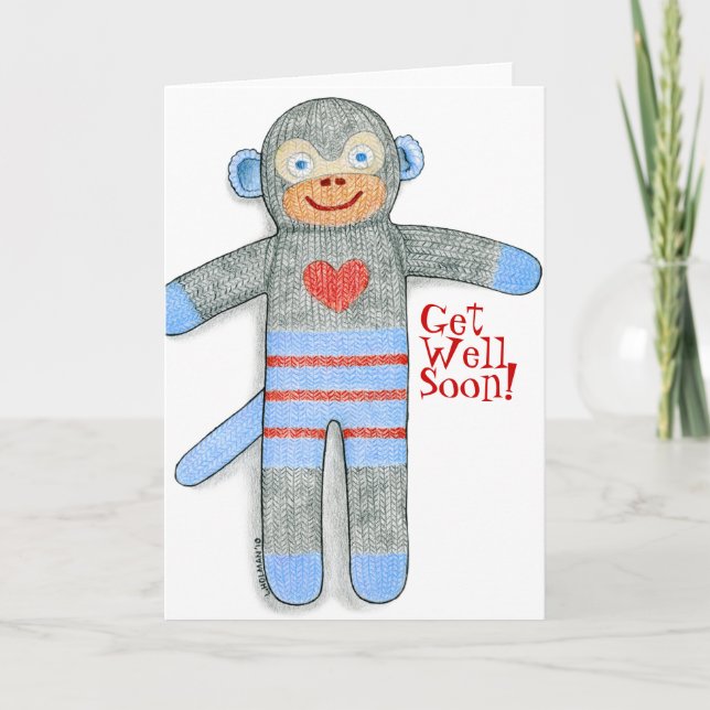 Sock Monkey Get Well Card (Front)