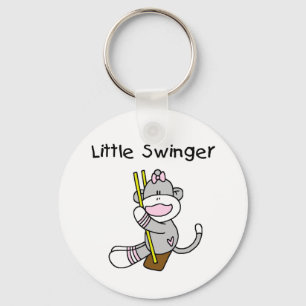 Sock Monkey Girl Little Swinger Key Ring