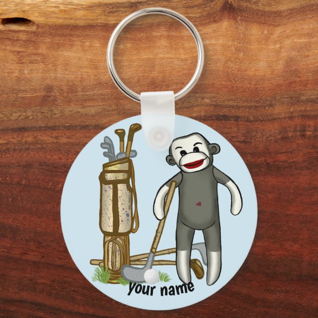 Sock Monkey Golf  keychain (Front)