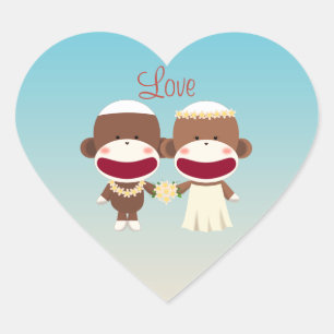 Sock Monkey Hawaiian Wedding Sticker