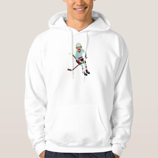 Sock Monkey Hockey Player Hoodie (Front)