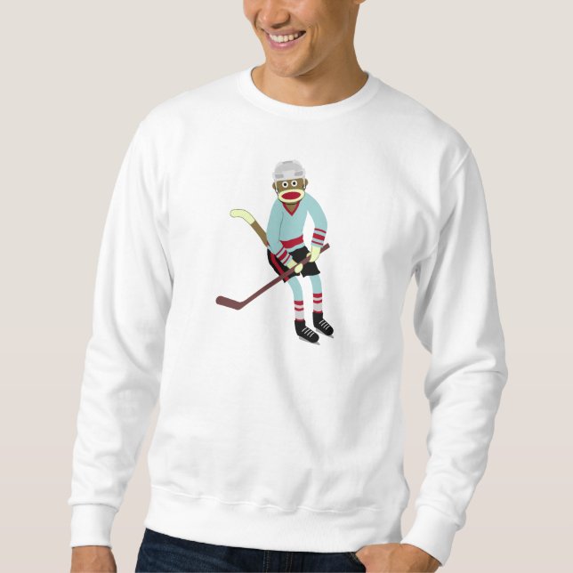 Sock Monkey Hockey Player Sweatshirt (Front)