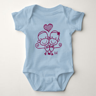 Sock Monkey Hugz Infant Bodysuit ~ Cherry pink