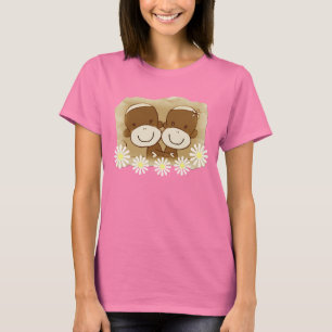 Sock Monkey Hugz Retro Ladies T-shirt