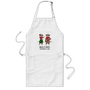 Sock Monkey Hula Luau Couple Long Apron(customise) Long Apron