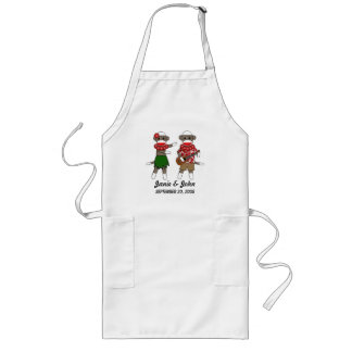 Sock Monkey Hula Luau Couple Long Apron(customise) Long Apron