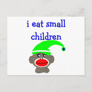 Sock Monkey "I EAT SMALL CHILDREN" Postcard