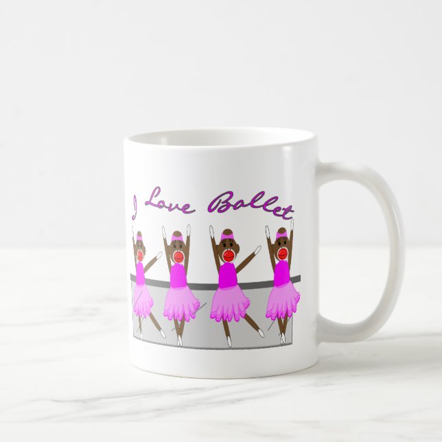 sock monkey   "I LOVE BALLET" Coffee Mug (Right)