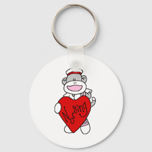 Sock Monkey I Love Nursing T-shirts and Gifts Key Ring