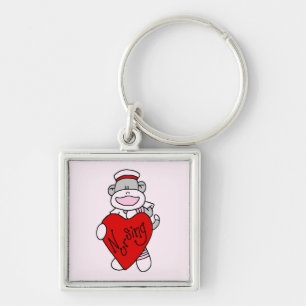 Sock Monkey I Love Nursing T-shirts and Gifts Key Ring
