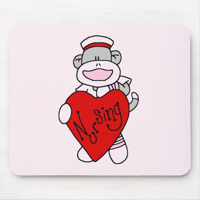 Sock Monkey I Love Nursing T-shirts and Gifts Mouse Pad (Front)