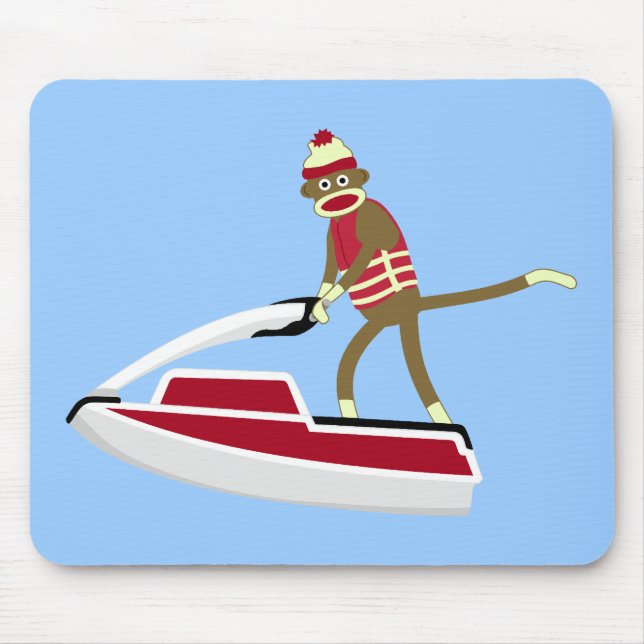 Sock Monkey Jetski Mouse Pad (Front)