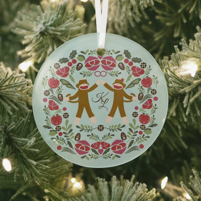 Sock Monkey Joy Ornament (Insitu)