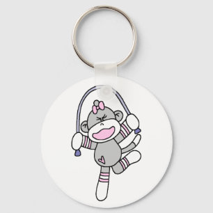 Sock Monkey Jumping Rope Key Ring
