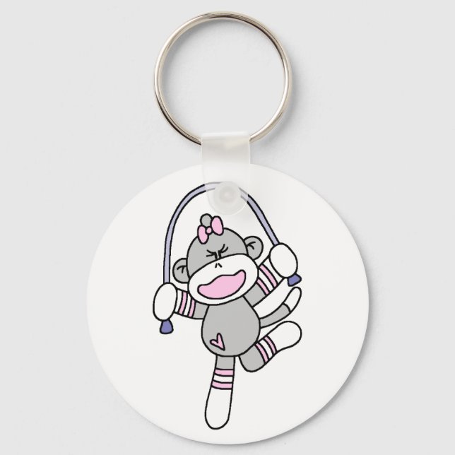 Sock Monkey Jumping Rope Key Ring (Front)