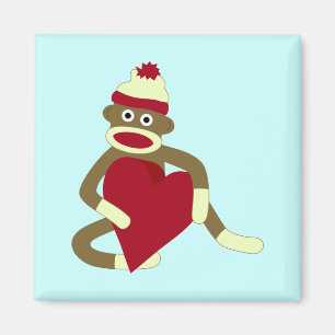 Sock Monkey Love Heart Magnet