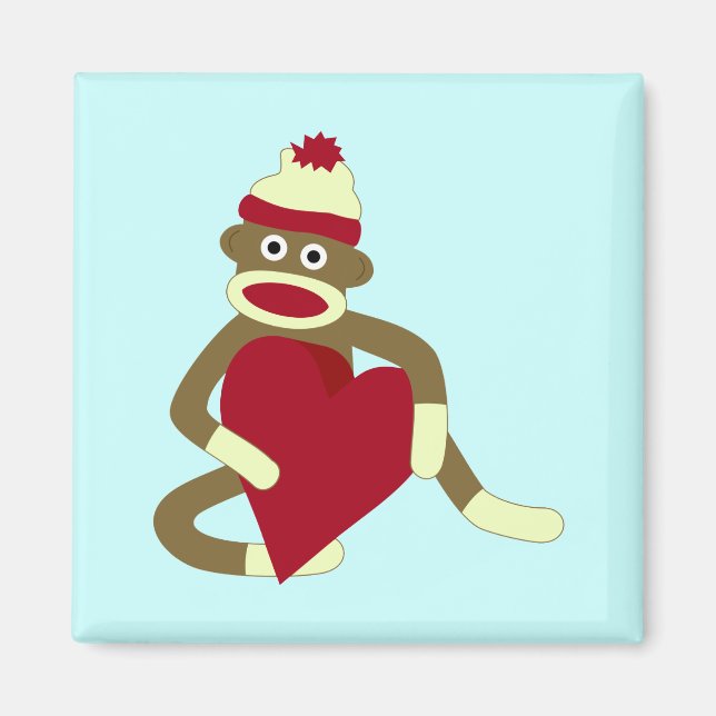 Sock Monkey Love Heart Magnet (Front)
