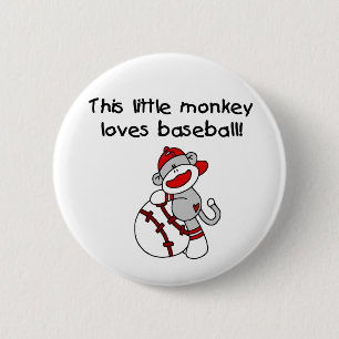 Sock Monkey Loves Baseball 6 Cm Round Badge