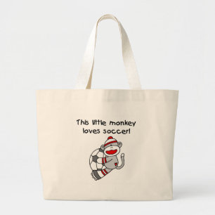 Sock Monkey Loves Soccer Large Tote Bag