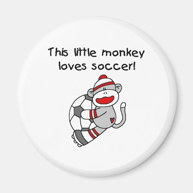 Sock Monkey Loves Soccer Magnet (Front)