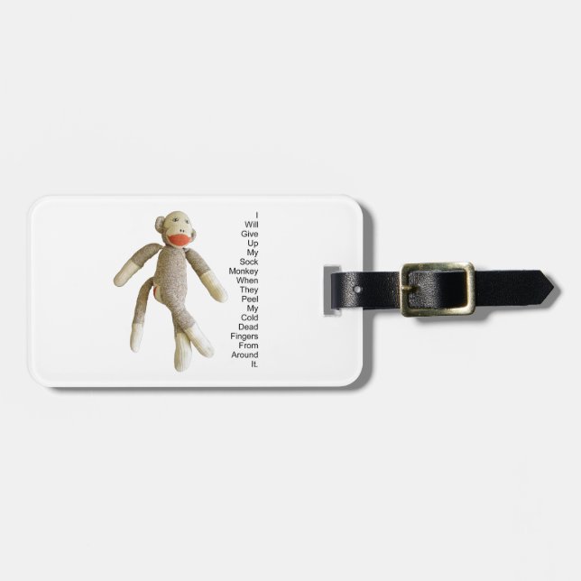 Sock Monkey Luggage Tag (Front Horizontal)
