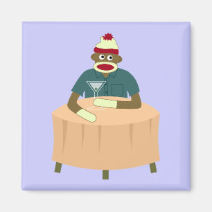 Sock Monkey Martini Nightclub Magnet