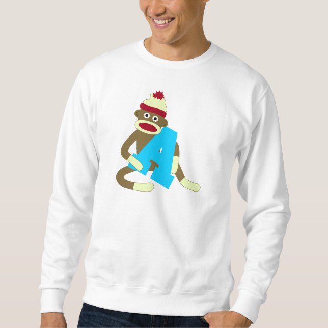 Sock Monkey Monogram Boy A Sweatshirt (Front)