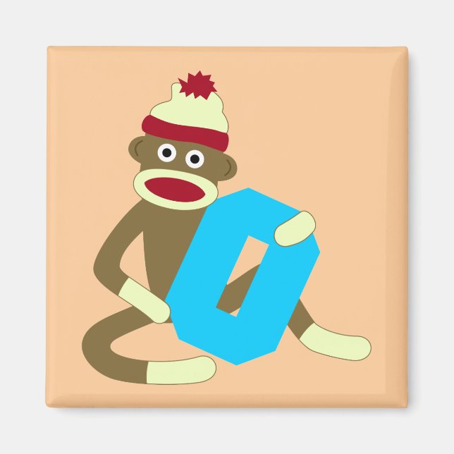 Sock Monkey Monogram Boy O Magnet (Front)