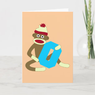 Sock Monkey Monogram Boy O Note Card