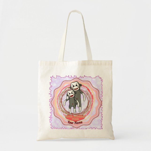 Sock Monkey Mum custom name Tote Bag (Front)