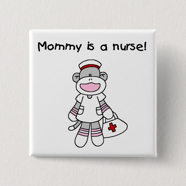 Sock Monkey Mummy Nurse T-shirts and Gifts 15 Cm Square Badge (Front)