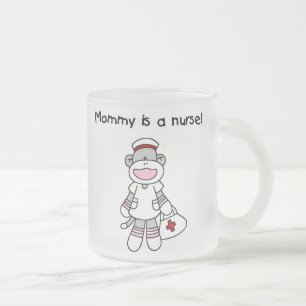 Sock Monkey Mummy Nurse T-shirts and Gifts Frosted Glass Coffee Mug