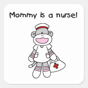 Sock Monkey Mummy Nurse T-shirts and Gifts Square Sticker