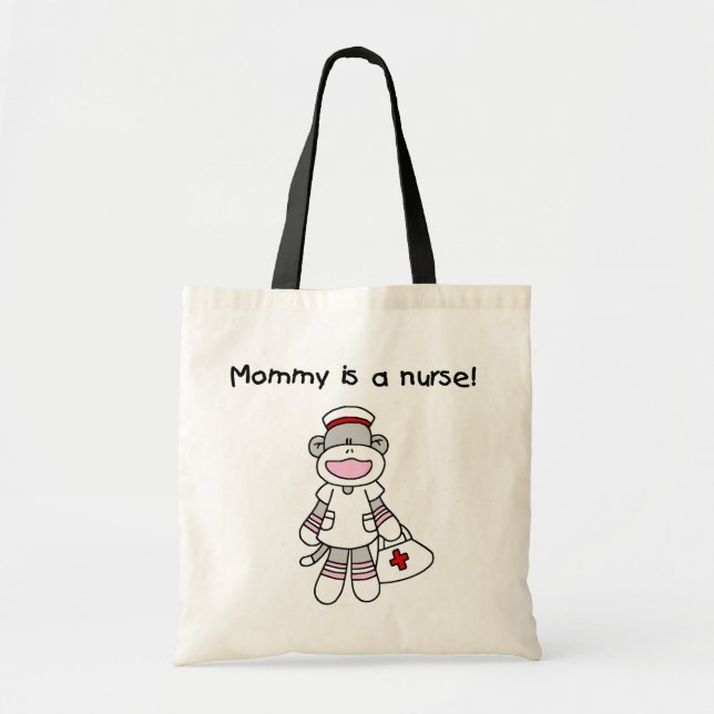 Sock Monkey Mummy Nurse T-shirts and Gifts Tote Bag (Front)