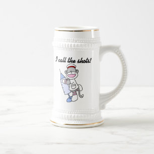 Sock Monkey Nurse I Call the Shots Gifts Beer Stein