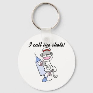 Sock Monkey Nurse I Call the Shots Gifts Key Ring