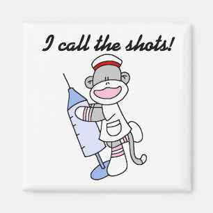 Sock Monkey Nurse I Call the Shots Gifts Magnet