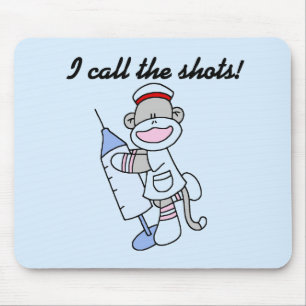 Sock Monkey Nurse I Call the Shots Gifts Mouse Pad