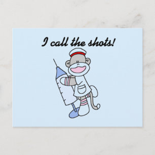 Sock Monkey Nurse I Call the Shots Gifts Postcard