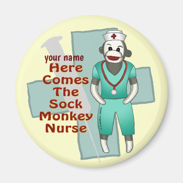 Sock Monkey Nurse  Magnet (Front)