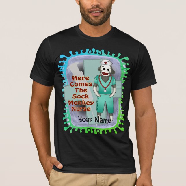 Sock Monkey   nurse t-shirt (Front)