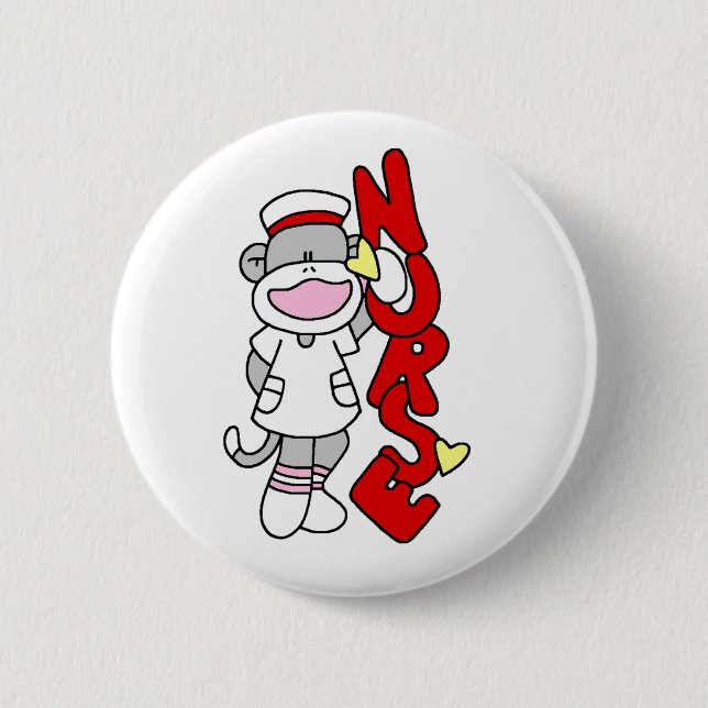 Sock Monkey Nurse T-shirts and Gifts 6 Cm Round Badge (Front)